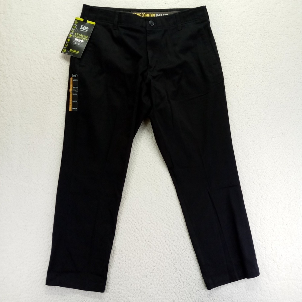 Lee Performance Extreme‎ Comfort MVP Men Black Relaxed Straight Leg Pants 34x29